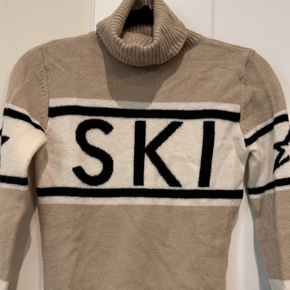 Perfect Moment Women's Schild Intarsia Merino Wool Turtleneck Sweater Beige‎ Ski - Picture 6 of 16